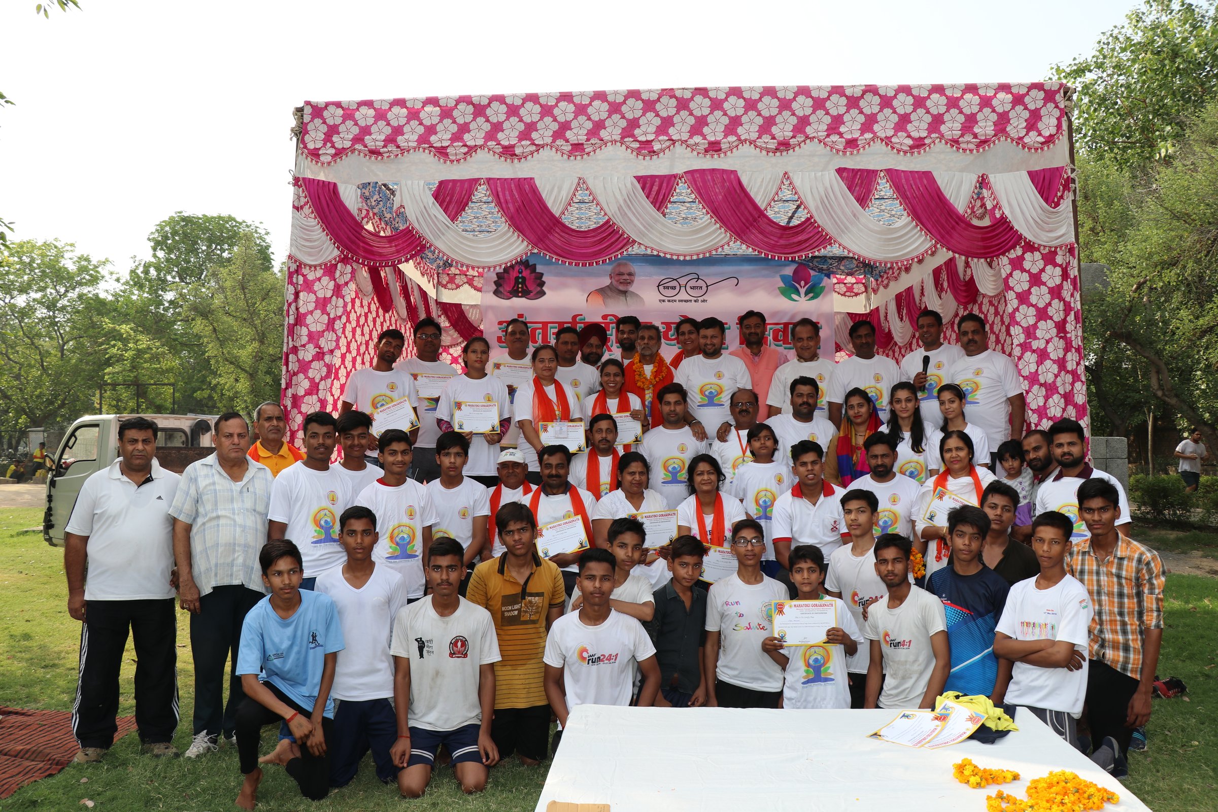 Group Photo with Young Participants and Certificate