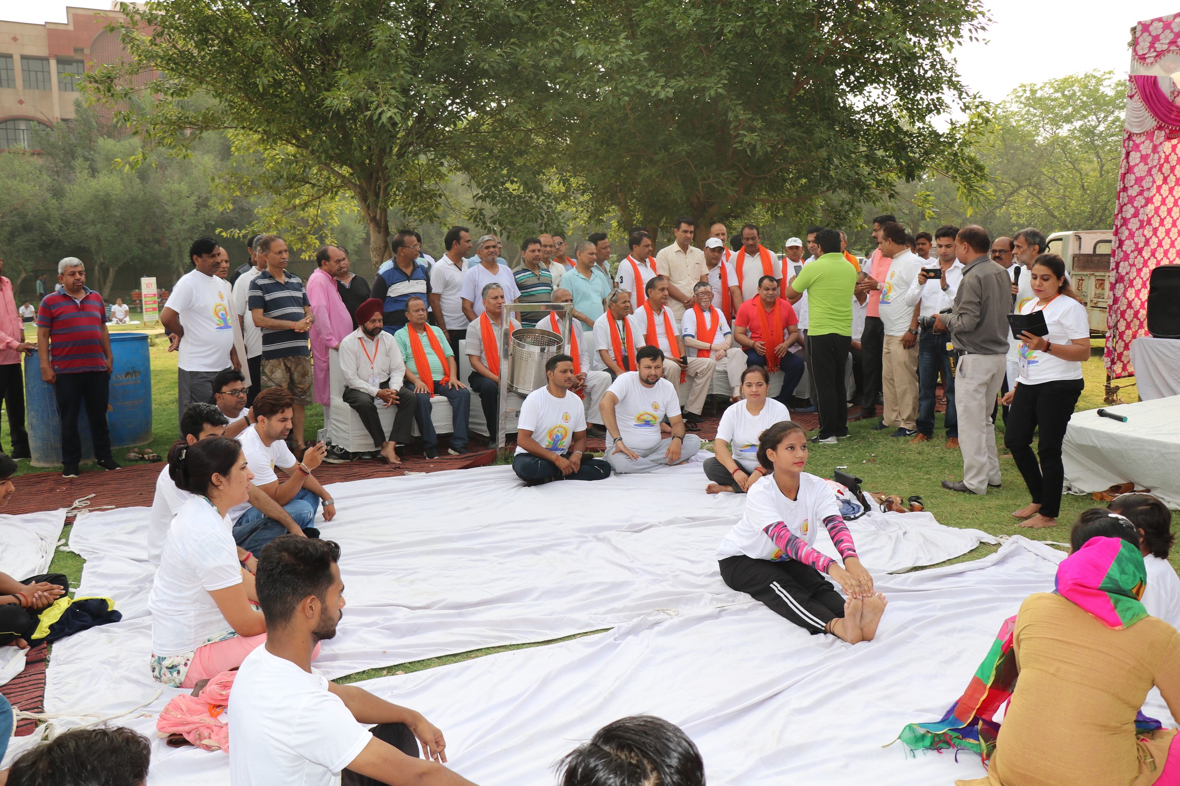 Dignitaries and Participants Gather for the Yoga Session